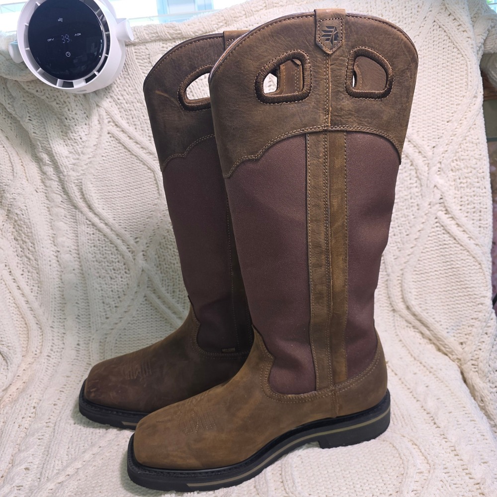 LaCrosse Tallgrass Snake Boot Brown Waterproof Leather Mens 11.5 Wide Excellent